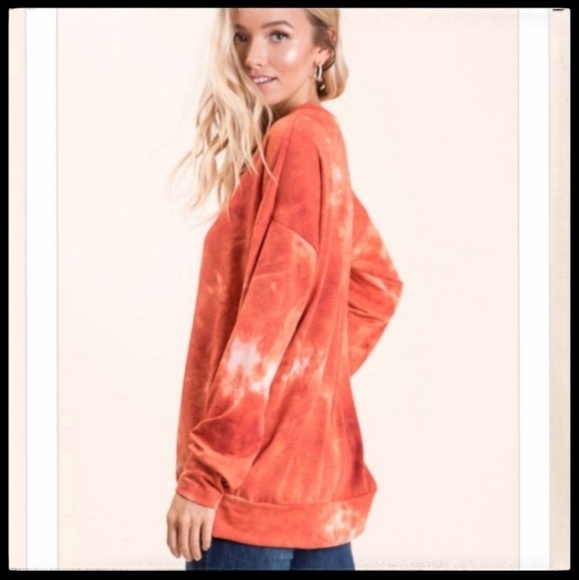 Tie Dye Pullover, Orange/White, NWT - Picture 5 of 8